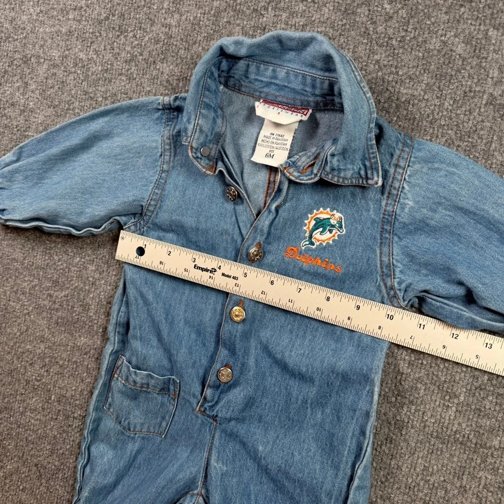 Miami Dolphins NFL Vintage Brandon Sportswear Denim Coverall Baby 6M Blue
